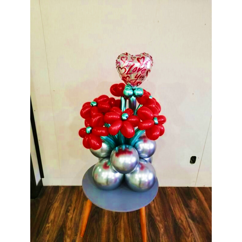 Centre de table fleuri, 2 pieds